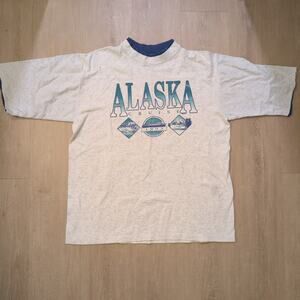 VTG Alaska Cruise Adult XL Double Collar Shirt Ocean Sea Surf Glacier Skater USA